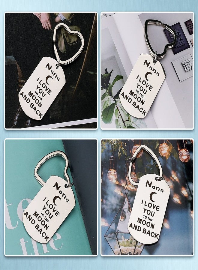 PLwelth Nana Gift from Granddaughter Grandson I Love You to the Moon and Back Nana Keychain Cute Heart Key Ring Engraved Grandma Keychain Jewelry for Women Birthday Christmas Mother’s Day Present - Image 3